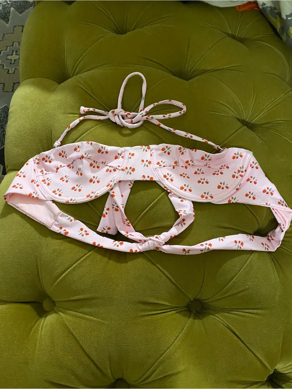 Frankies Pink Strawberry Print Bikini Top (S)